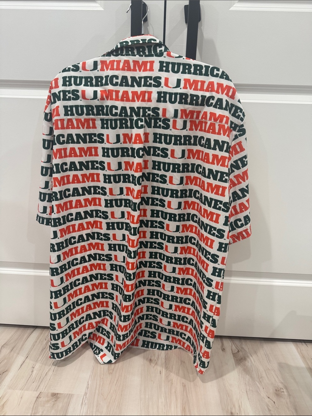 Miami Hurricanes Short-Sleeve Button Polo - White/Green/Orange - Picture 4 of 4
